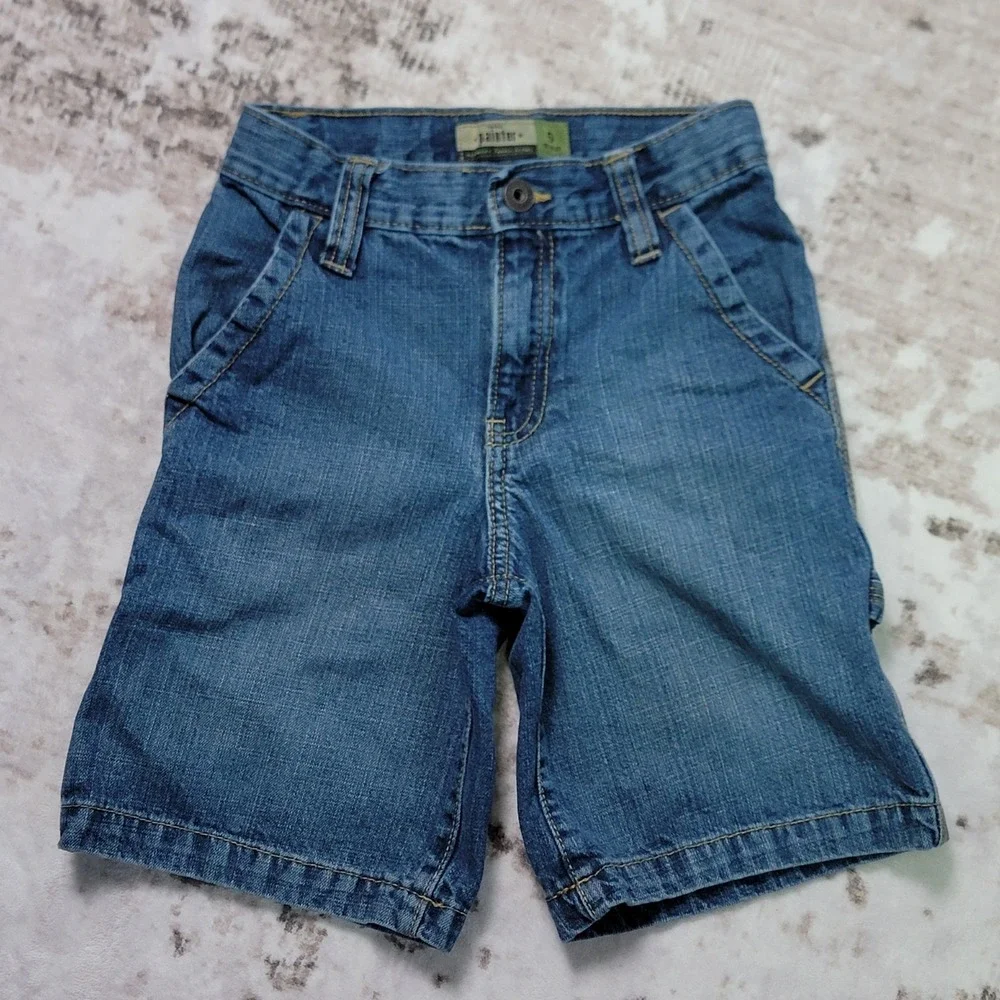 Old Navy Kids Denim Carpenter Shorts Blue Utility Casual‎ Summer Boys Size 6